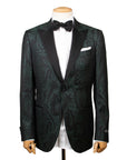 Robert Old - Green & Black Paisley Wool & Silk Jacquard Tuxedo Jacket JACKETS Robert Old