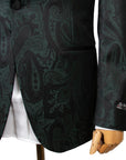 Robert Old - Green & Black Paisley Wool & Silk Jacquard Tuxedo Jacket JACKETS Robert Old