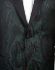 Robert Old - Green & Black Paisley Wool & Silk Jacquard Tuxedo Jacket JACKETS Robert Old
