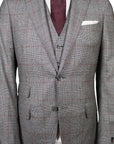 Robert Old - Grey & Red Prince of Wales Check Three Piece Suit SUITS Robert Old