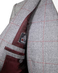 Robert Old - Grey & Red Prince of Wales Check Three Piece Suit SUITS Robert Old