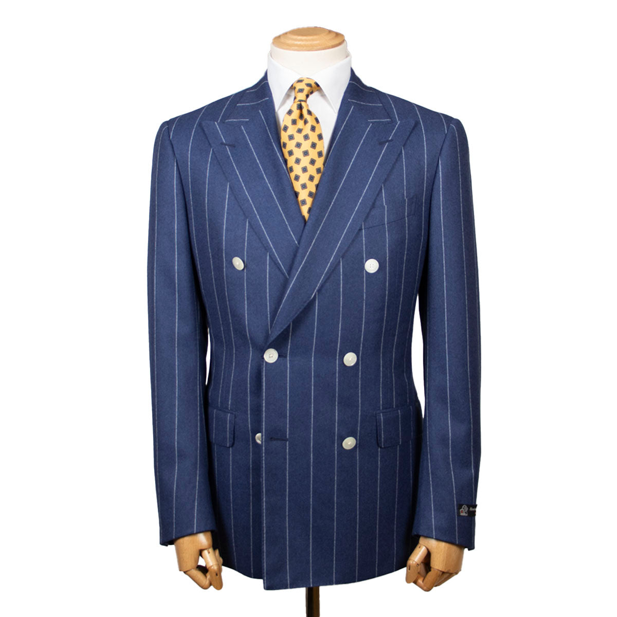 Navy White Loro Piana Pinstripe Double-Breasted Suit – Robert