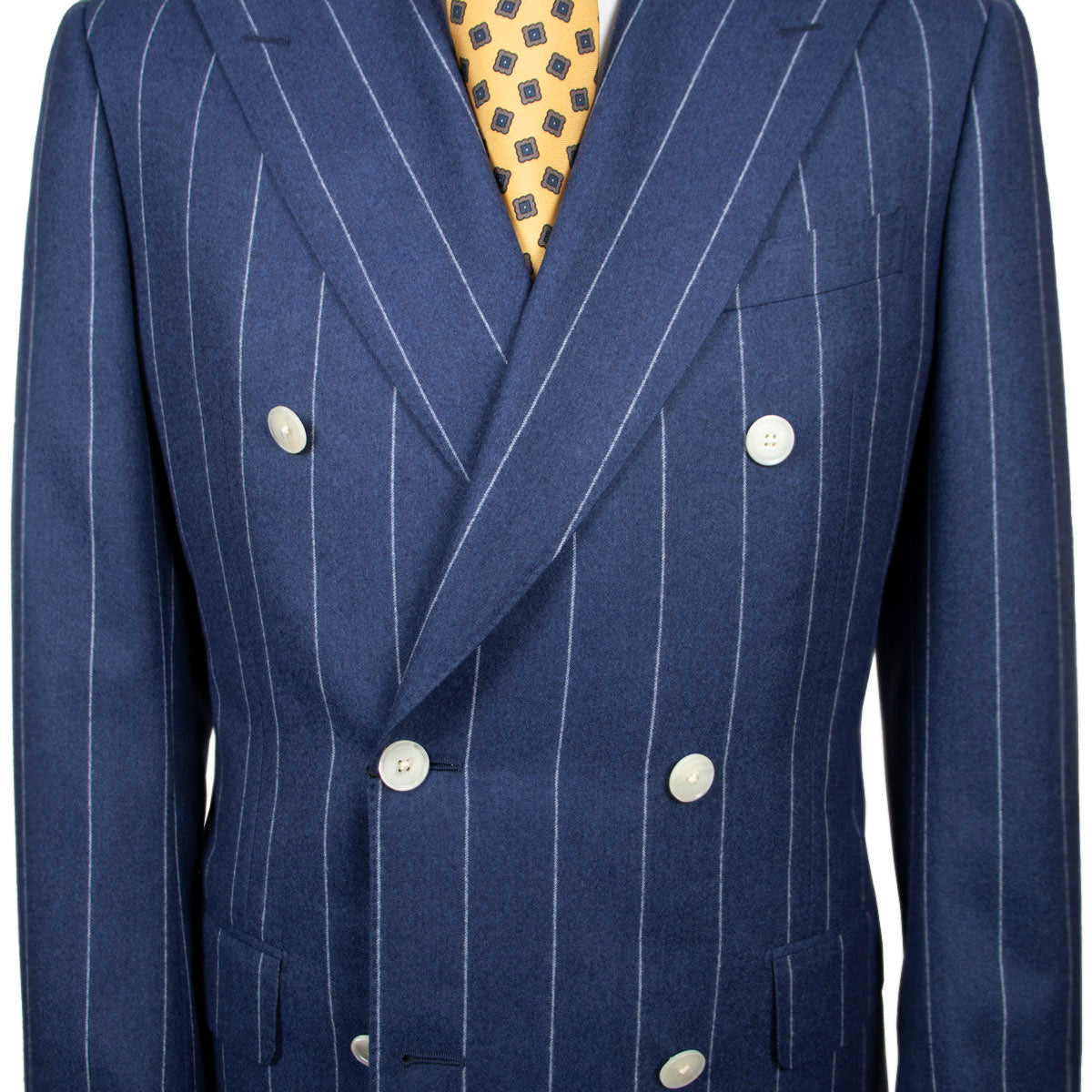 Navy White Loro Piana Pinstripe Double-Breasted Suit – Robert