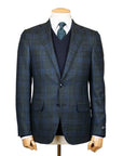 Robert Old - Dark Green & Blue Check Wool, Silk, & Cashmere Jacket JACKETS Robert Old
