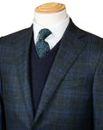 Robert Old - Dark Green & Blue Check Wool, Silk, & Cashmere Jacket JACKETS Robert Old