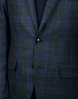 Robert Old - Dark Green & Blue Check Wool, Silk, & Cashmere Jacket JACKETS Robert Old