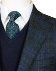 Robert Old - Dark Green & Blue Check Wool, Silk, & Cashmere Jacket JACKETS Robert Old