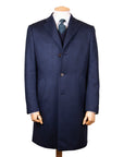 Robert Old - Blue Chevron Virgin Wool, Cashmere, & Silk Slim Tailored Overcoat OVERCOATS Robert Old