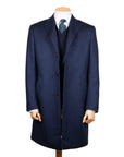 Robert Old - Blue Chevron Virgin Wool, Cashmere, & Silk Slim Tailored Overcoat OVERCOATS Robert Old