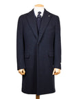 Belvest - Navy Wool & Cashmere Twill Longline Handcrafted Overcoat OVERCOATS Belvest