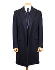 Belvest - Navy Wool & Cashmere Twill Longline Handcrafted Overcoat OVERCOATS Belvest