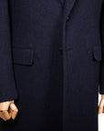 Belvest - Navy Wool & Cashmere Twill Longline Handcrafted Overcoat OVERCOATS Belvest