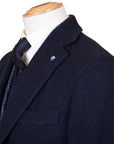 Belvest - Navy Wool & Cashmere Twill Longline Handcrafted Overcoat OVERCOATS Belvest