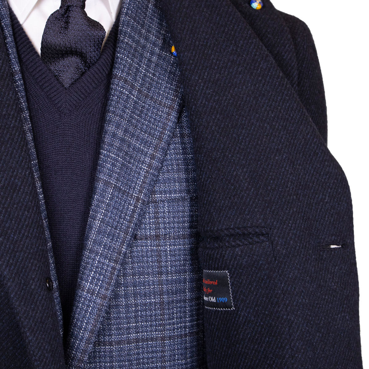 Belvest - Navy Wool & Cashmere Twill Longline Handcrafted Overcoat OVERCOATS Belvest