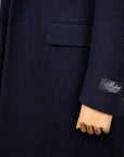 Belvest - Navy Wool & Cashmere Twill Longline Handcrafted Overcoat OVERCOATS Belvest