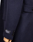 Belvest - Navy Wool & Cashmere Twill Longline Handcrafted Overcoat OVERCOATS Belvest