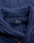 Robert Old - Inchiostro Blue Balmour 8Ply Shawl Collar Cable Cashmere Cardigan CASHMERE Robert Old