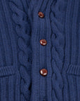 Robert Old - Inchiostro Blue Balmour 8Ply Shawl Collar Cable Cashmere Cardigan CASHMERE Robert Old