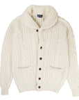 Robert Old - White Undyed Balmour 8Ply Shawl Collar Cable Cashmere Cardigan CASHMERE Robert Old