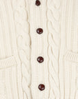 Robert Old - White Undyed Balmour 8Ply Shawl Collar Cable Cashmere Cardigan CASHMERE Robert Old