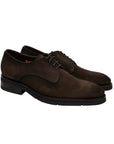 Santoni - Dark Brown Suede Derby Shoe SHOES Santoni