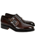 Santoni - Polished Oxblood Leather Double Buckle Shoe SHOES Santoni