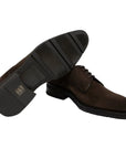 Santoni - Dark Brown Suede Derby Shoe SHOES Santoni