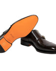 Santoni - Polished Oxblood Leather Double Buckle Shoe SHOES Santoni