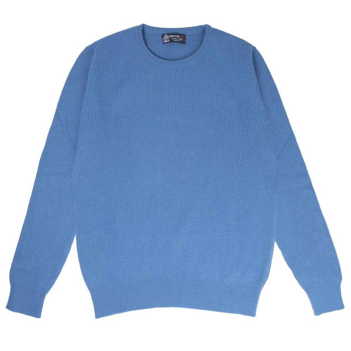 Robert Old Airforce Blue Huntley 2ply Rib Crew Neck Cashmere