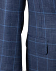 Robert Old - Blue Windowpane Wool, Silk, & Linen Jacket JACKETS Robert Old