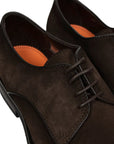 Santoni - Dark Brown Suede Derby Shoe SHOES Santoni