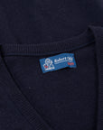 Robert Old - Dark Navy Blenheim Cashmere Sleeveless V-Neck Sweater CASHMERE Robert Old