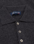 Charcoal Oban 3 button 2ply Cashmere Polo Sweater CASHMERE Robert Old