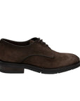 Santoni - Dark Brown Suede Derby Shoe SHOES Santoni