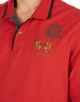 La Martina - Red Long Sleeve Piqué Cotton Polo Shirt RUGBY/LS POLOS La Martina