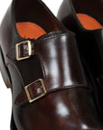 Santoni - Polished Oxblood Leather Double Buckle Shoe SHOES Santoni