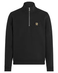 Belstaff - Black Quarter Zip Jersey Cotton Sweatshirt SWEATS Belstaff