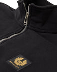 Belstaff - Black Quarter Zip Jersey Cotton Sweatshirt SWEATS Belstaff