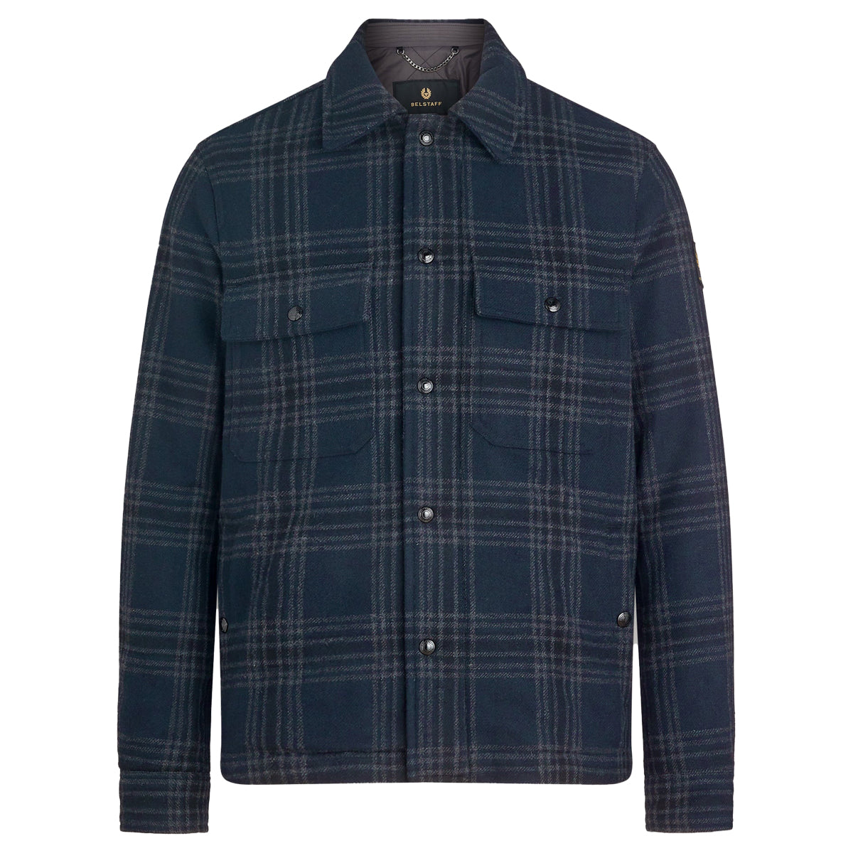 Dark Ink Checked Wool Blend Longford Overshirt