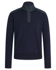 Belstaff - Washed Navy Wool Kilmington Quarter Zip Jumper KNITWEAR Belstaff