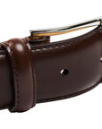 Crockett & Jones - Dark Brown Calf Belt with Silver Buckle BELTS/BRACES Crockett & Jones