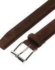 Crockett & Jones - Dark Brown Suede Belt with Silver Buckle BELTS/BRACES Crockett & Jones