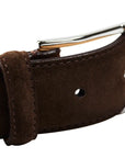 Crockett & Jones - Dark Brown Suede Belt with Silver Buckle BELTS/BRACES Crockett & Jones