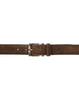 Crockett & Jones - Dark Brown Suede Belt with Silver Buckle BELTS/BRACES Crockett & Jones
