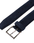 Crockett & Jones - Navy Suede Belt with Silver Buckle BELTS/BRACES Crockett & Jones
