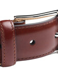 Crockett & Jones - Chestnut Calf Belt with Silver Buckle BELTS/BRACES Crockett & Jones