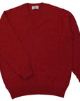 Robert Old - The Brae 2 ply V-Neck Pure Lambswool Sweater KNITWEAR Robert Old Poppy Melange 36UK