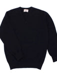 Robert Old - The Brae 2 ply V-Neck Pure Lambswool Sweater KNITWEAR Robert Old Navy 36UK