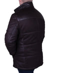 Robert Old - Brown Panelled Leather Hip-Length Coat LEATHERS Robert Old
