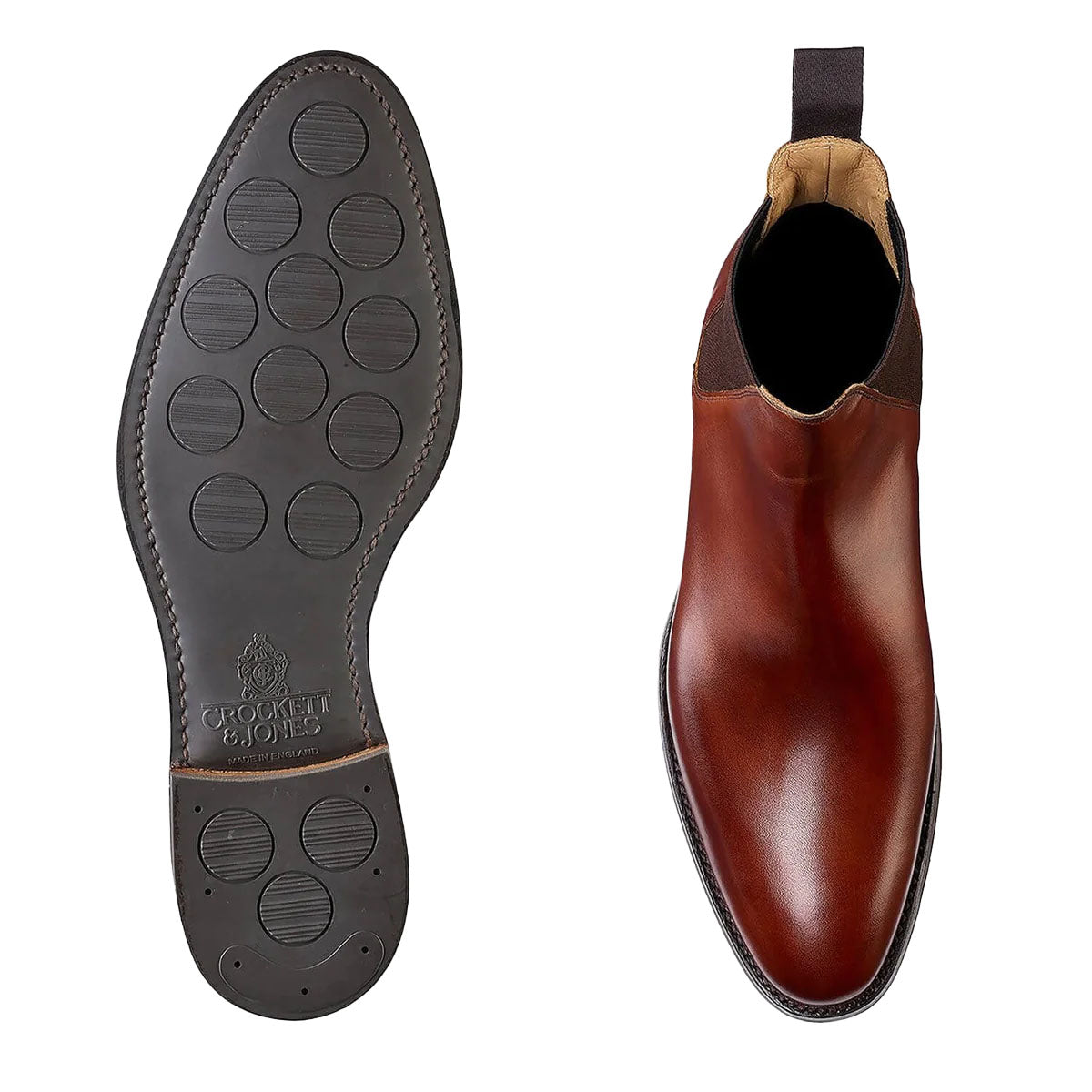 Crockett & Jones - Chelsea 8 Chestnut Calf Leather Boots SHOES Crockett & Jones